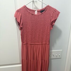 Pink Smocked Midi Dress